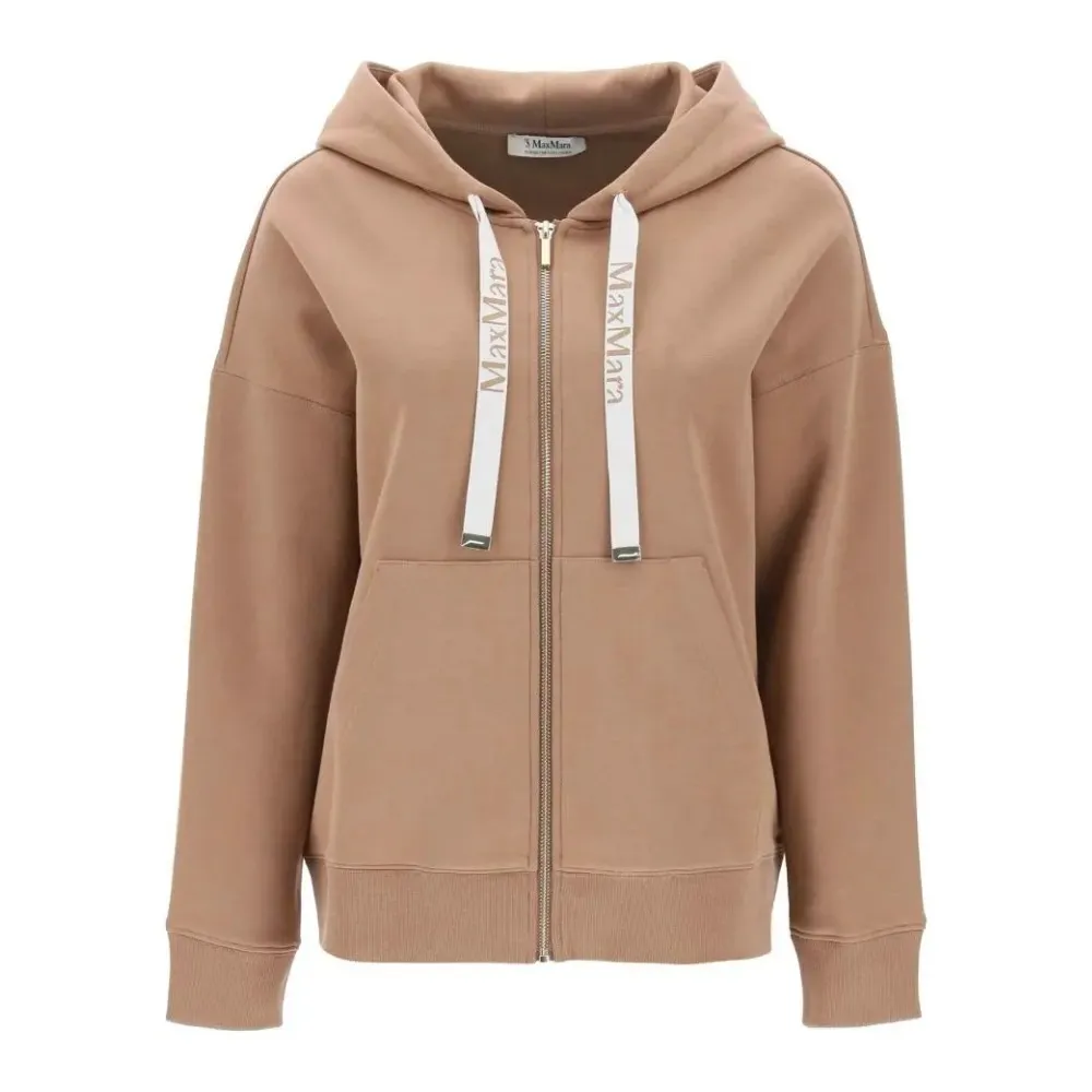 S Max Mara  |Sweat Long Sleeves Plain Logo Hoodies & Sweatshirts