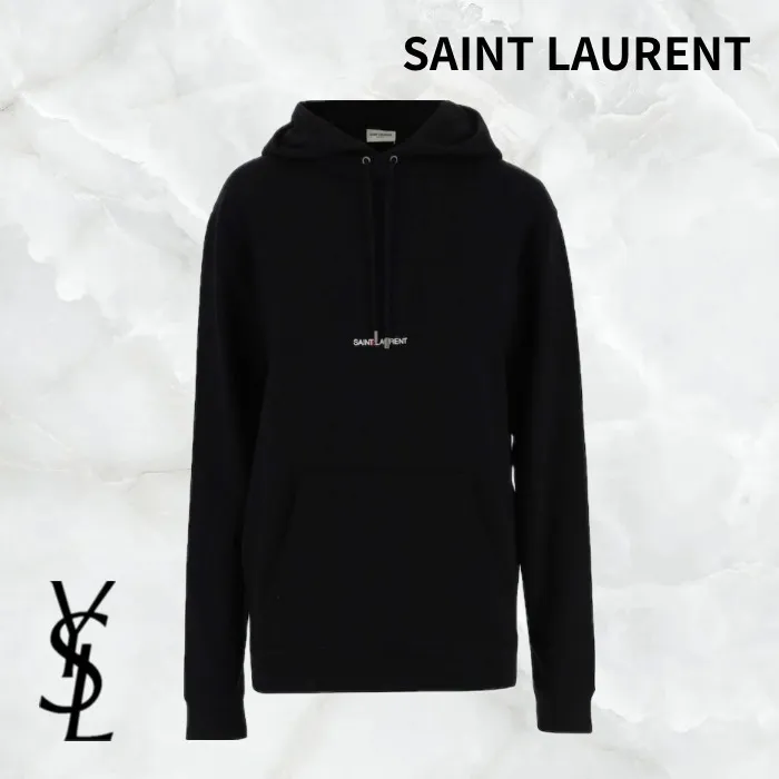 Saint Laurent  |Plain Cotton Logo Hoodies & Sweatshirts