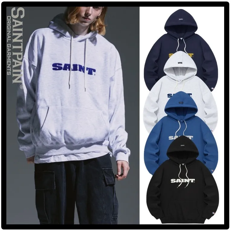 SAINTPAIN  |Unisex Street Style Logo Hoodies & Sweatshirts