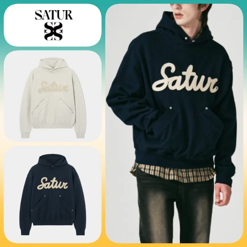 SATUR  |Unisex Long Sleeves Cotton Logo Hoodies