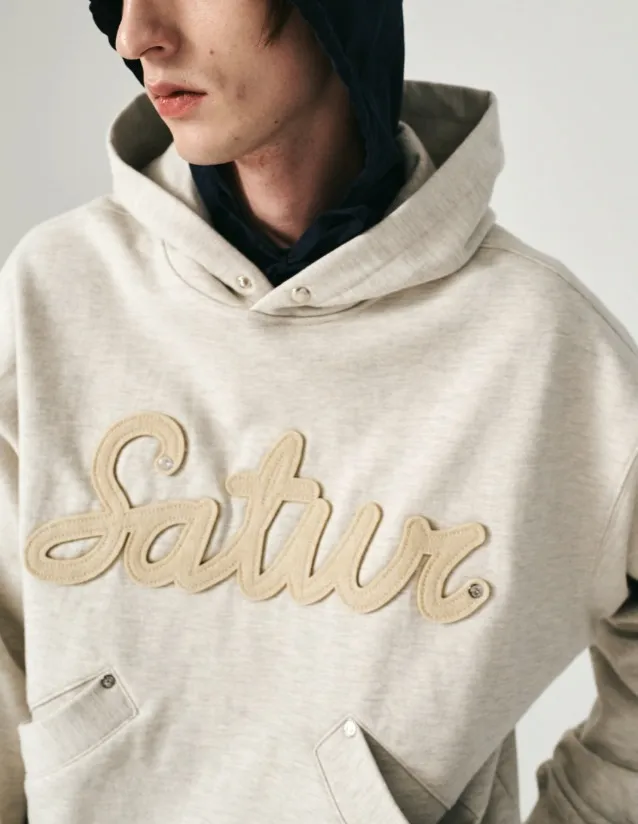 SATUR  |Unisex Long Sleeves Cotton Logo Hoodies