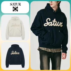 SATUR  |Unisex Long Sleeves Cotton Logo Hoodies