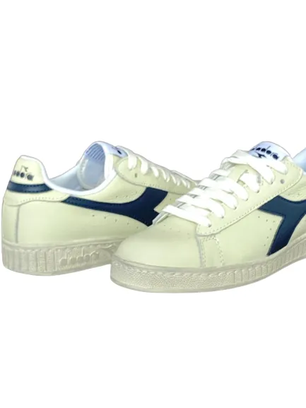 SNEAKERS UOMO BIANCHE/BLU GAME LOW WAXED