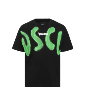 T-shirt Disclaimer Nera con scritta davanti Verde