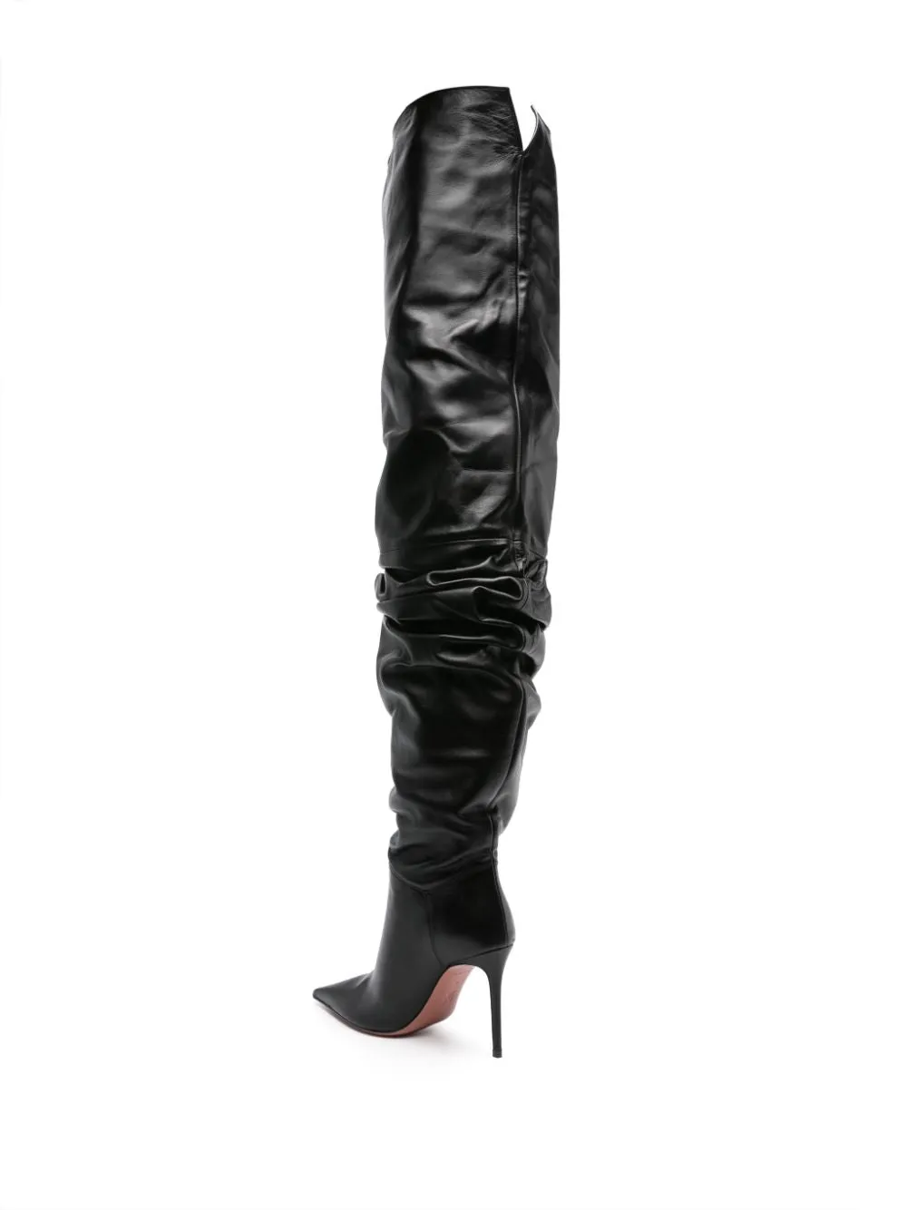 THIGH HIGH LEATHER HEEL BOOTS