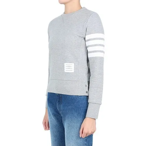 THOM BROWNE  |Stripes Long Sleeves Cotton Logo Hoodies & Sweatshirts