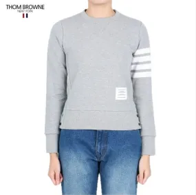 THOM BROWNE  |Stripes Long Sleeves Cotton Logo Hoodies & Sweatshirts