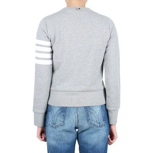 THOM BROWNE  |Stripes Long Sleeves Cotton Logo Hoodies & Sweatshirts