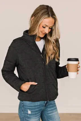 Thread & Supply Perfectly Cozy Puffer Jacket- Heather Black