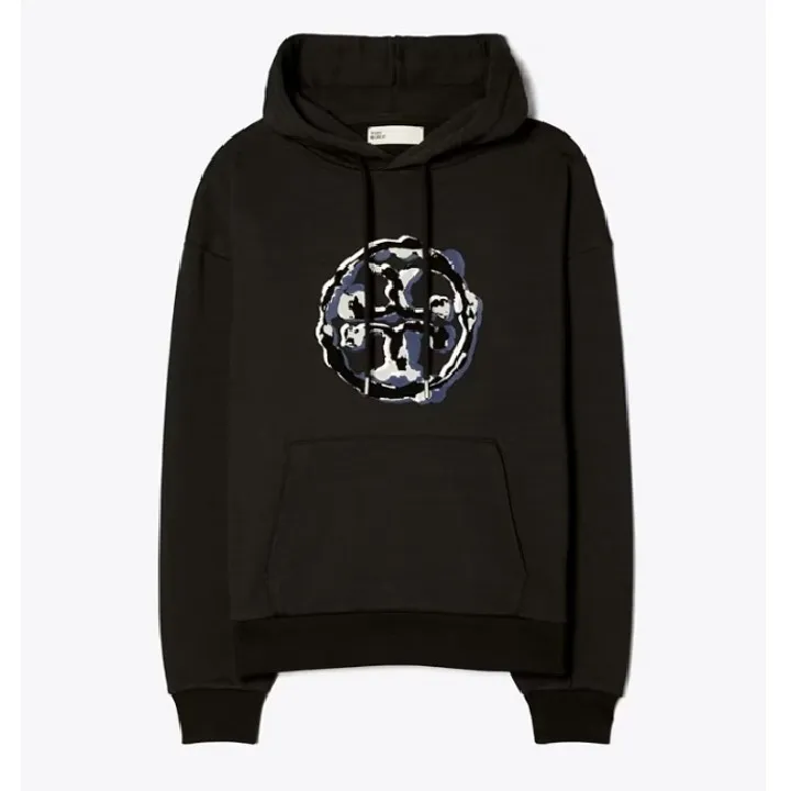 Tory Burch  |Long Sleeves Plain Cotton Logo Hoodies & Sweatshirts