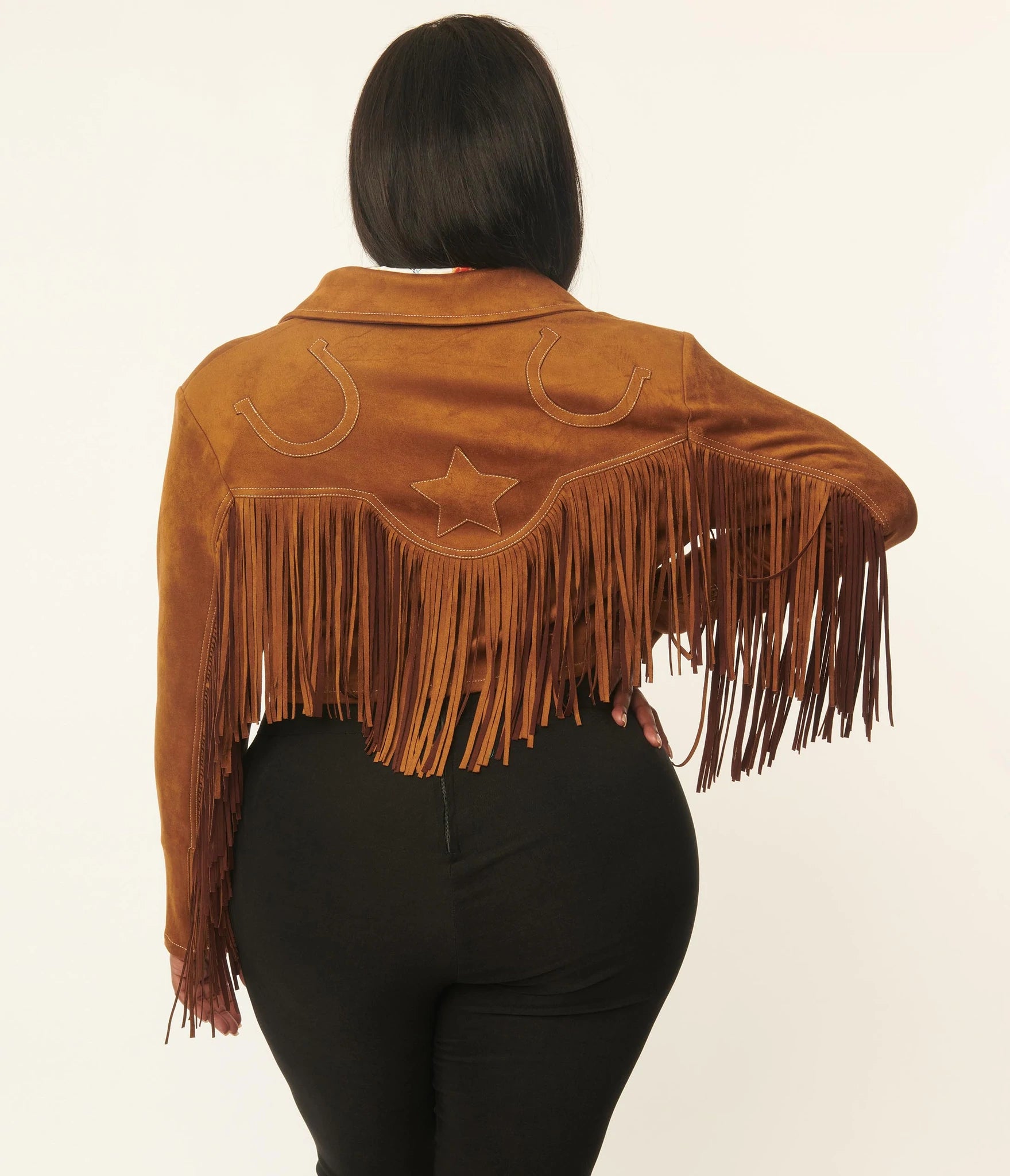 Unique Vintage Brown Suede Fringe Cattle Call Jacket