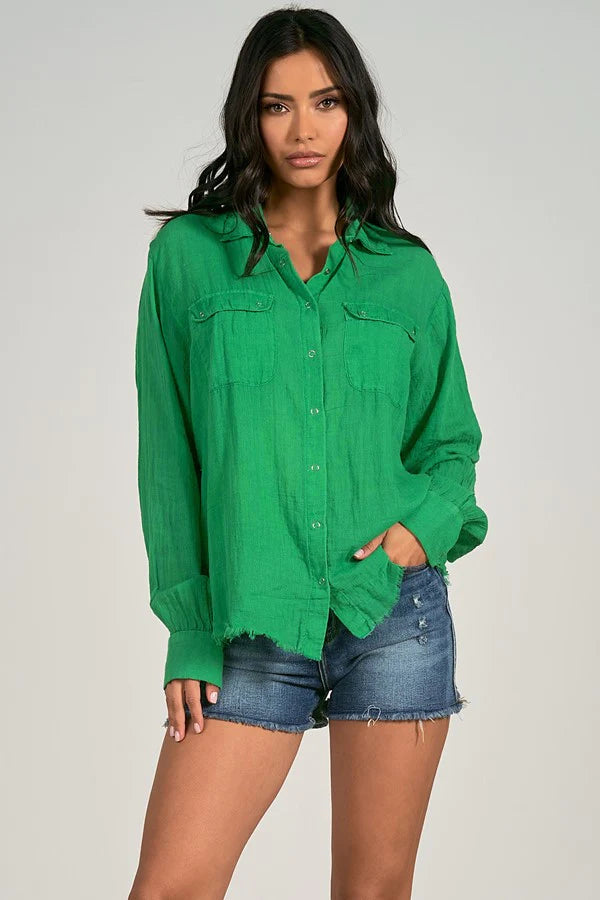 Val Button Down - Green