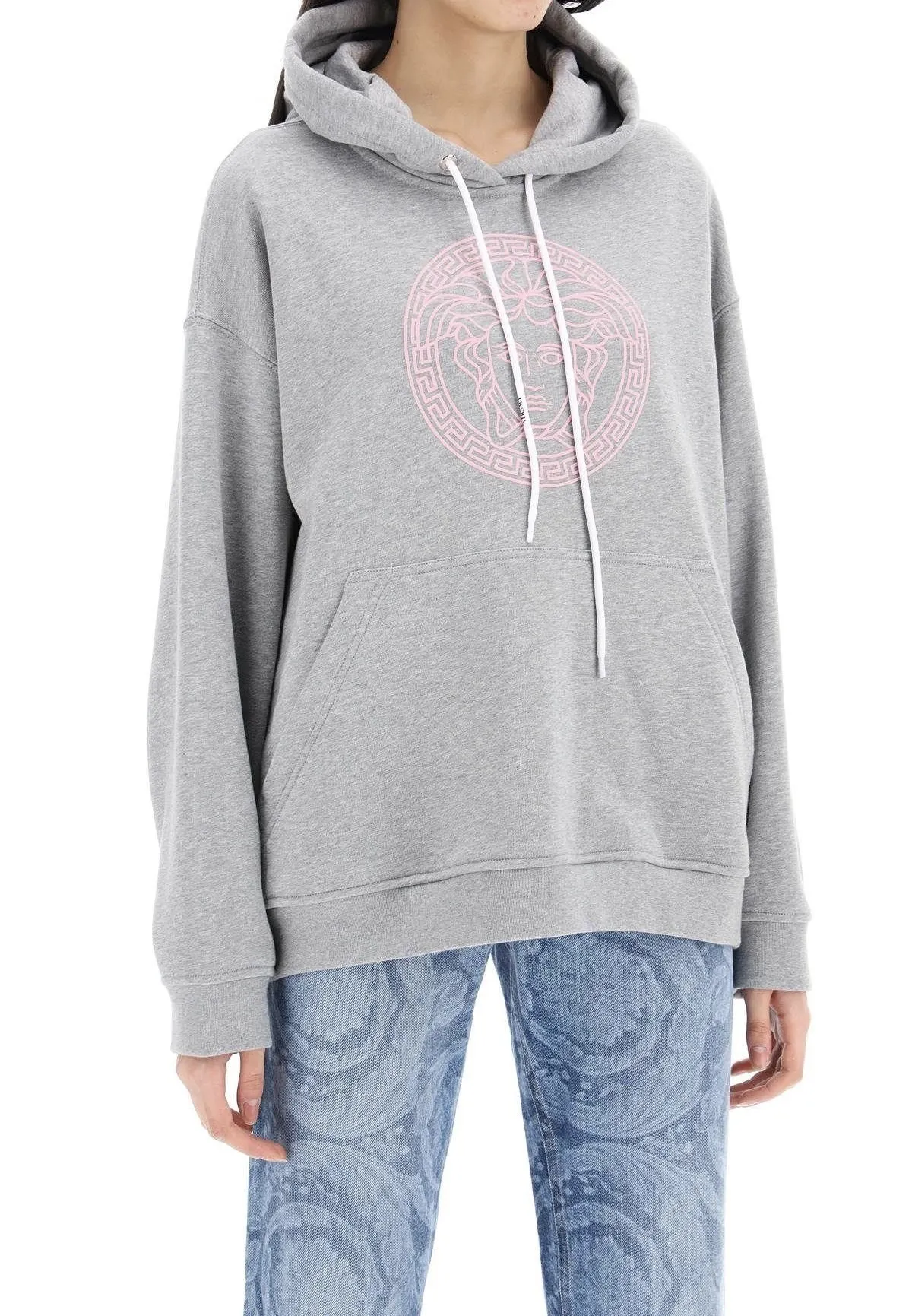 VERSACE  |Street Style Plain Cotton Logo Hoodies & Sweatshirts