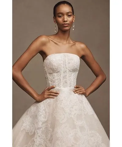 Watters Ilene Strapless A-Line Lace Wedding Dress