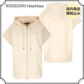 Weekend Max Mara  |Plain Cotton Short Sleeves Logo Hoodies & Sweatshirts