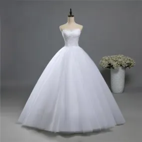 White Ivory Plus Size Formal Sweetheart Wedding Dress with Fashion Beads