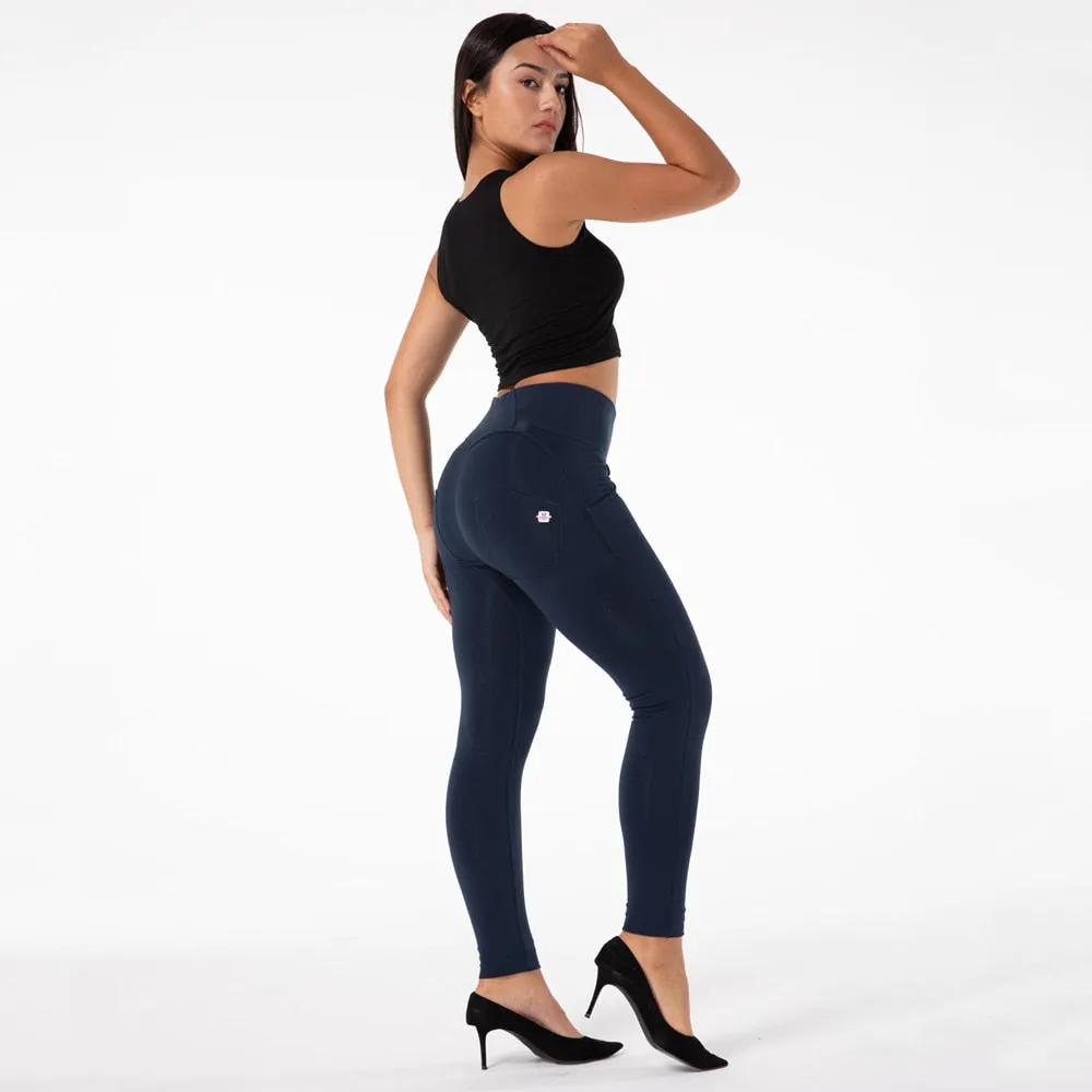 Women's Solid High Waist Push-Up Exercise Sports Workout Tights Yoga Pants