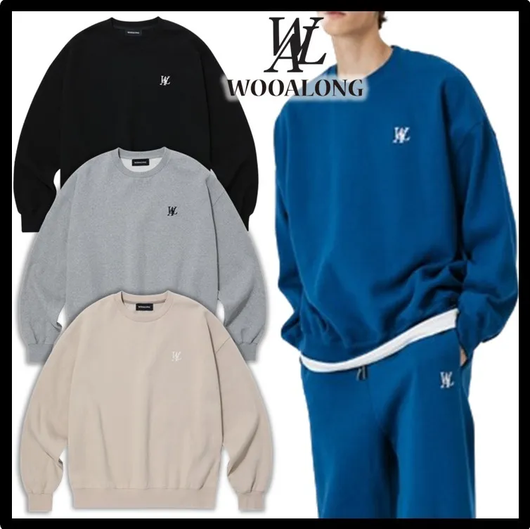 WOOALONG  |Unisex Street Style Logo Hoodies & Sweatshirts