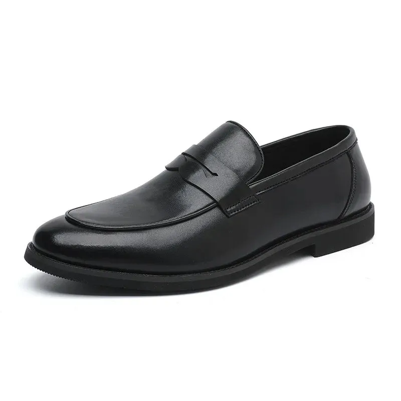 Xituodai  Summer Classic Mens Loafer Shoes Split Leather Black Coffee Slip On Pointed Casual Wedding Party Dress Shoes For Men