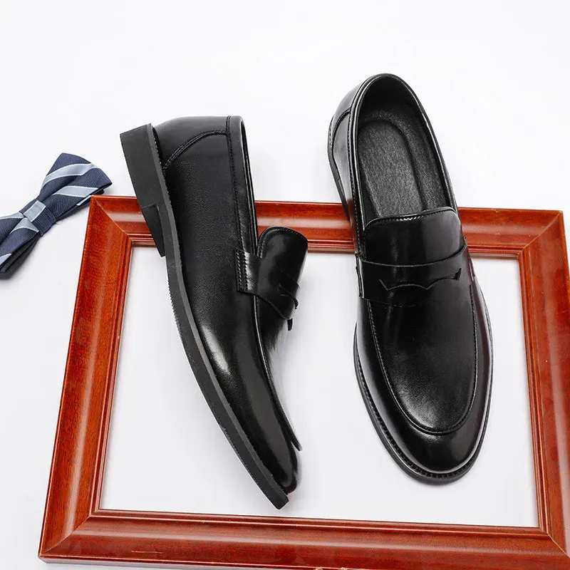 Xituodai  Summer Classic Mens Loafer Shoes Split Leather Black Coffee Slip On Pointed Casual Wedding Party Dress Shoes For Men