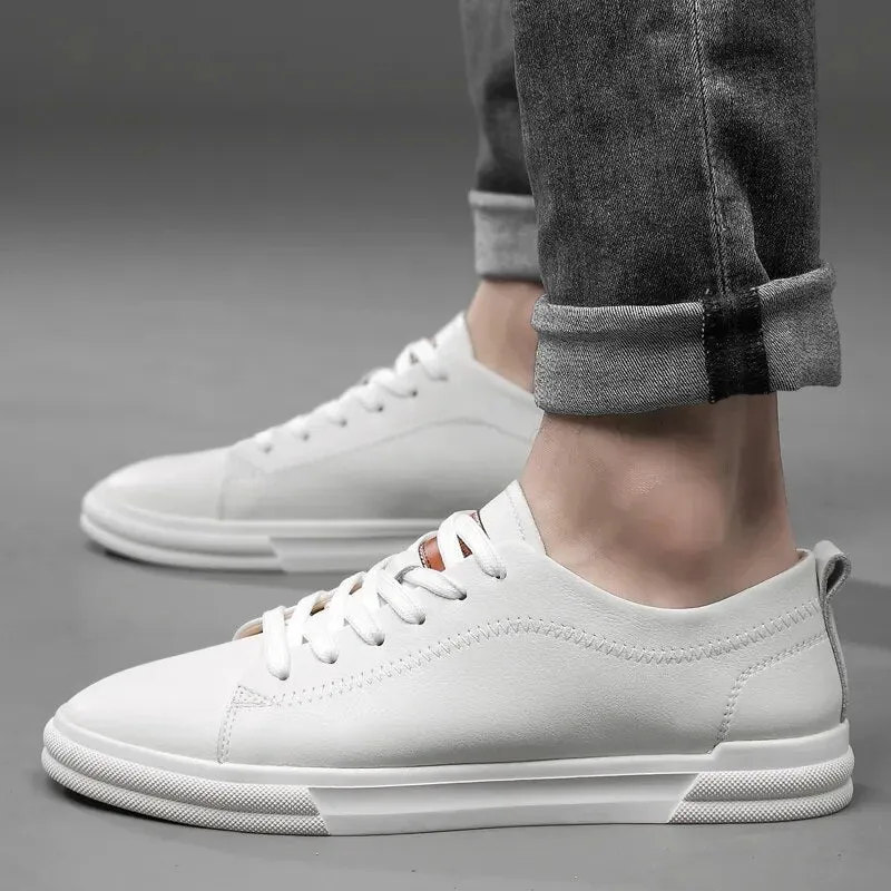 Xituodai  White Fashion Men's Leather Sneakers Breathable Casual Loafer Shoes Mens Vulcanized Shoes Skate Shoes Men Tenis Mascul