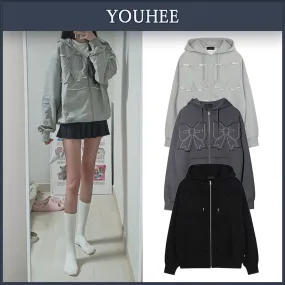 YOUHEE  |Street Style Cotton Logo Hoodies & Sweatshirts