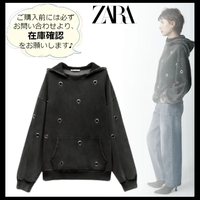 ZARA  |Studded Street Style Long Sleeves Plain