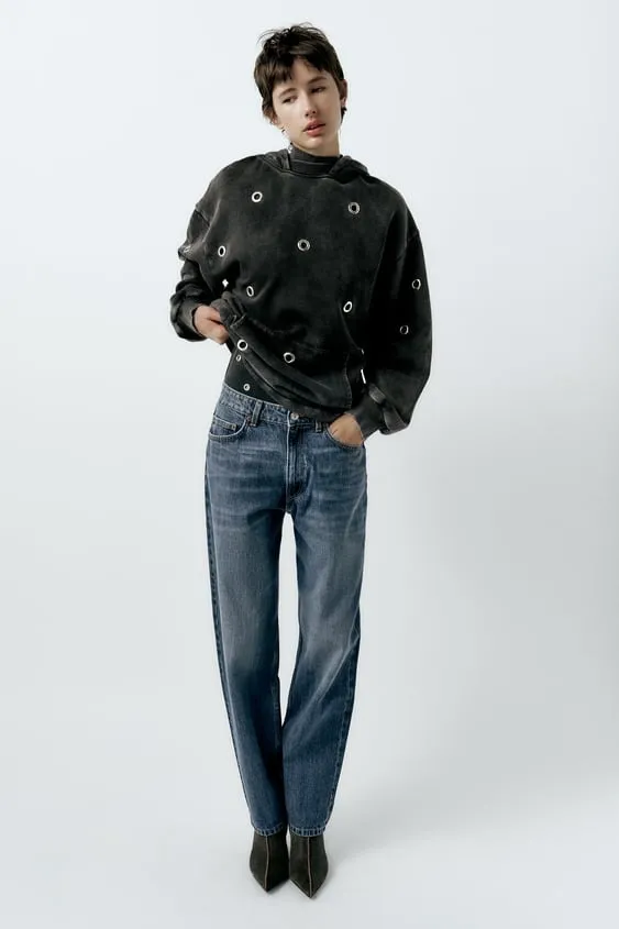 ZARA  |Studded Street Style Long Sleeves Plain